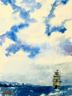“Shore ahead” 13x18 watercolor on Indian handmade paper