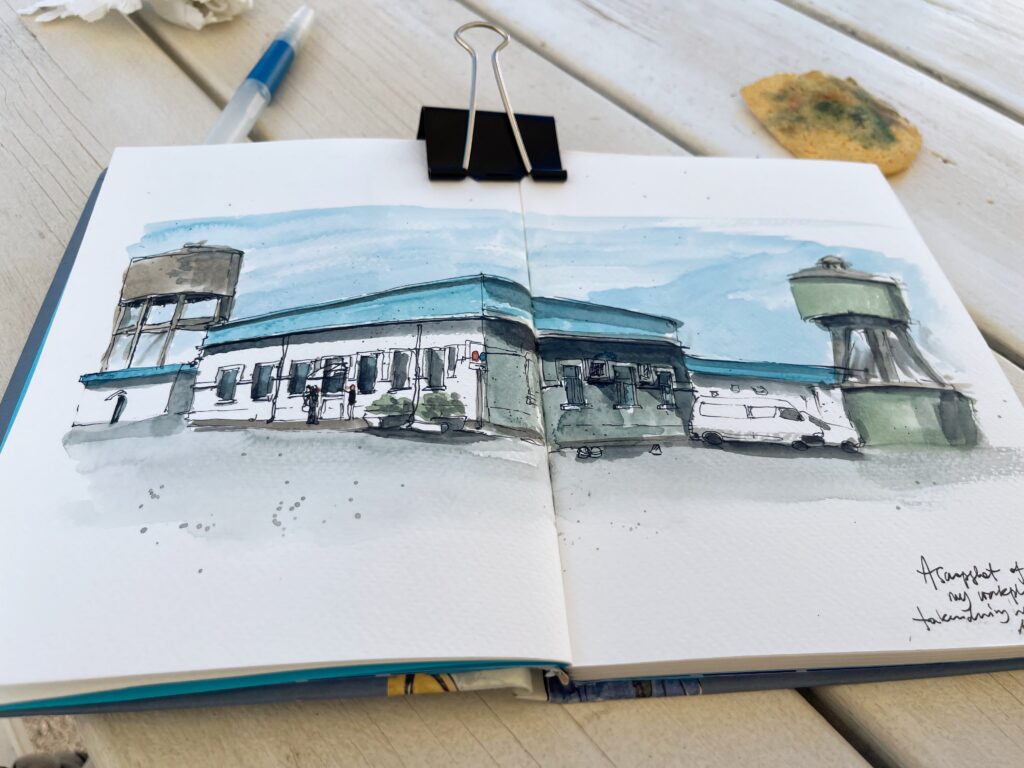 Sketching at Lunch Break in Cafeteria. Wherever I go, I sketch happily. Contact me for any question!